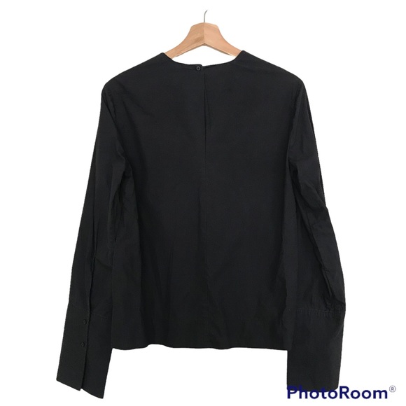 OAK + FORT Black Boxy Fit Shirt With High Side Slits - Picture 6 of 13